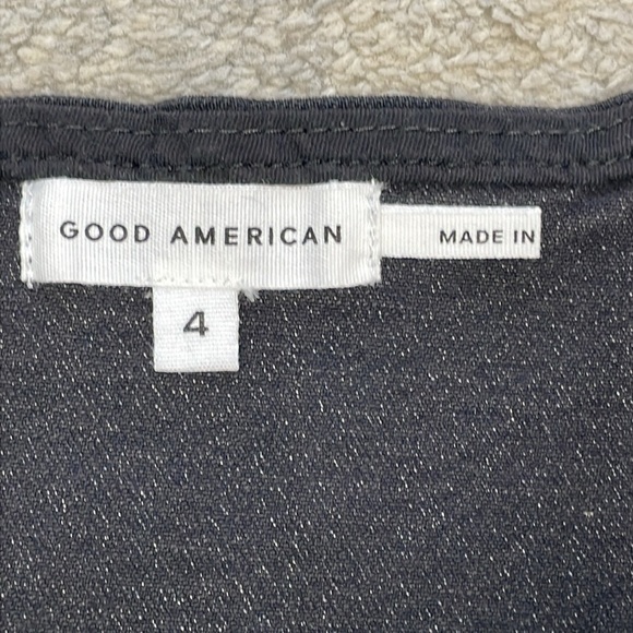 New Good American Denim Light Compression Bra Crop Top Black Sz 4 - Picture 7 of 10